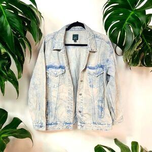 Vintage Style Denim Faded Light Wash Jacket Classic Wild Fable Chic Outerwear L